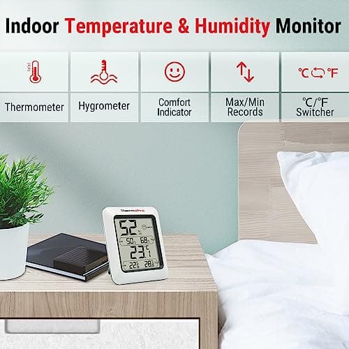 ThermoPro TP50 Hygromètre Numérique Intérieur Thermomètre D'ambiance et Indicateur & Moniteur D'humidité et de Température