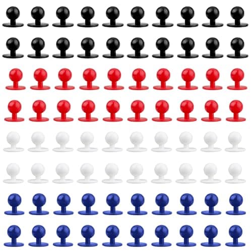 Roosea 80Pcs Boutons Ronds pour Veste de Chef Haute Qualité Boutons de Manteau de Chef Boutons de Chef Boutons de Boule de Chef Noirs Rouge Bleu Blanc Boutons en Plastique de Boule de Chef 11x18x16mm
