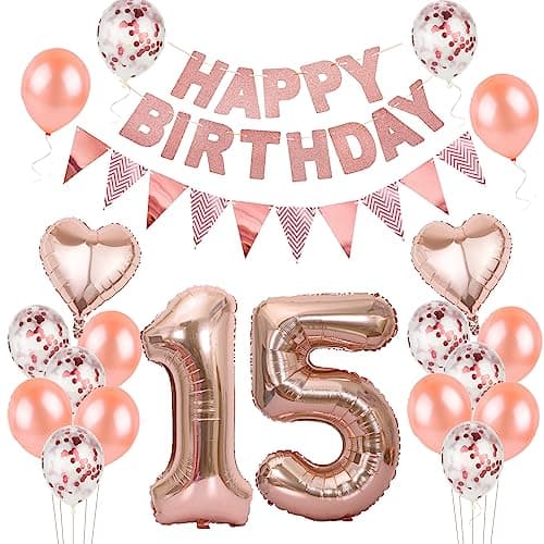 Ballons or rose 15 anniversaire fille set, ballons d'anniversaire 15 ans déco RoseGold ballons 15 ans anniversaire fille,déco anniversaire 15.anniversaire fille