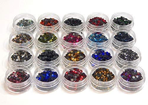 Hotfix Lot de 20 strass thermocollants en verre avec boîte de rangement et strass, 3,6mm ~ 4mm SS16
