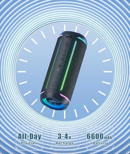 Ortizan Enceinte Portable Bluetooth 5.3, Haut-Parleur Puissant 40W, Double Appairage Stéréo, Lumière LED RVB, IPX7 étanche, AUX, Carte TF
