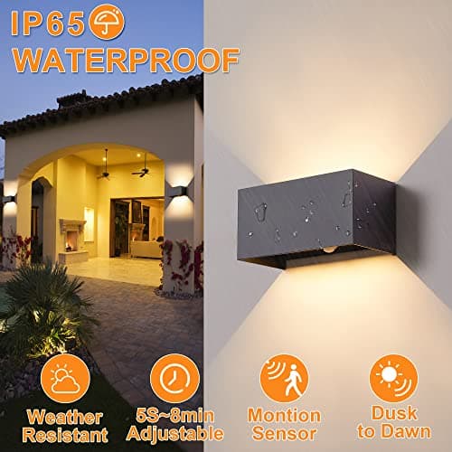 CELAVY LED Applique Murale Extérieur Intérieur avec Détecteur de Mouvement, IP65 Étanche Luminaire Extérieure, Moderne Lampe Mural 3000K, Réglable Éclairage Lumière d'Extérieur, Anthracite