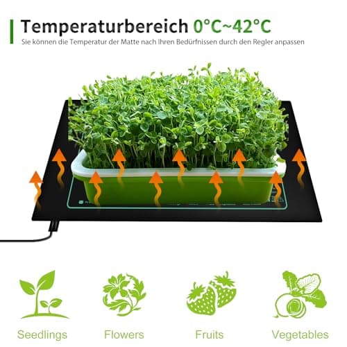 HOSPAOP Tapis Chauffant pour Plantes avec Thermostat, Serre chauffante intérieure Mini 25 x 52,5 cm, pour semis, Animaux domestiques et terrariums de Reptiles, 50 Watts