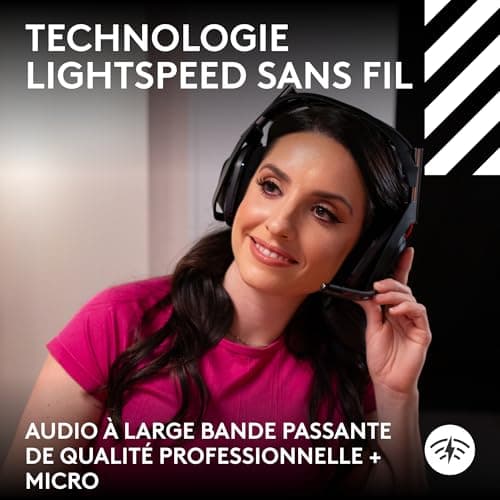 Logitech G Astro A50 LIGHTSPEED Casque gaming sans fil + station d'accueil (Gen 5), PRO-G GRAPHENE, basculement à 3 systèmes, USB-C vers Xbox, PS5, PC/Mac ou Nintendo Switch, Bluetooth - Noir