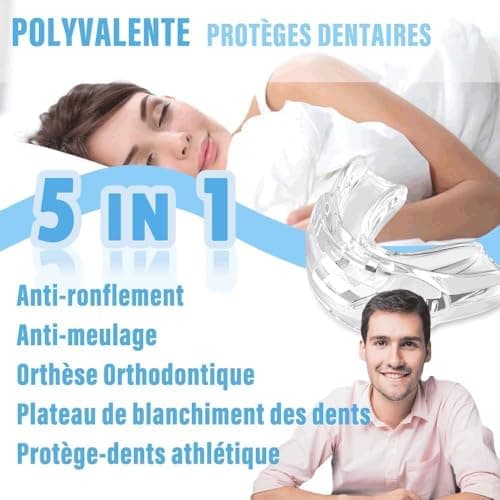 GouttièRe Dentairec Mise à Niveau MatéRielle2.0 Plus Doux Et Plus éLastique Ne Fait Pas Mal à La Bouche Anti Ronflement Efficace Puissant Apnee Du Sommeil Appareil Stockage IndéPendant 2PCS