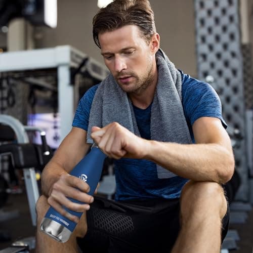 Grsta Gourde - Gourde Isotherme - 500ml - Bouteille Isotherme, sans BPA, Gourde INOX Reutilisable, Gourde Enfant & Adulte pour Sport, école, Bureau, Gym