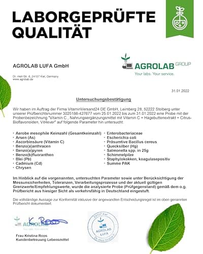 Vitamine C 1000mg - 365 comprimés par an - Effet à libération prolongée - Testé en laboratoire - Vitamine C + Extrait d'églantier + Bioflavonoïdes d'agrumes - Végétalien - Fortement dosé