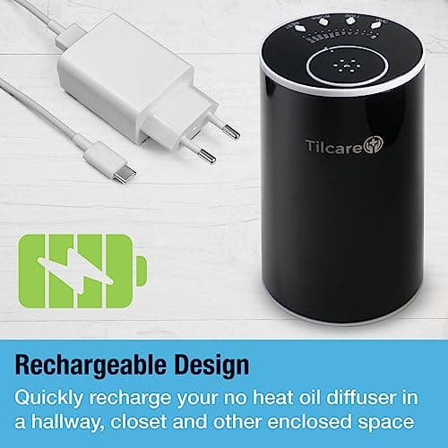 Nano diffuseur d'huiles essentielles sans Eau pour aromathérapie - Diffuseur de Parfum pour Chambre et Voiture sans Fil, Rechargeable - Diffuseur et nébuliseur thérapeutique - Blanc