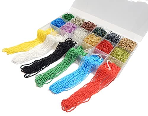 Preciosa Ornela Lot de 81 000 perles de rocaille en verre tchèque 11/0 sur plusieurs brins 18 couleurs avec boîte de perles