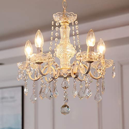 Lustre en cristal Saint Mossi 5 bras/lumières E14 Lampe base rouille artisanale vintage lustre salon lustre chambre Largeur 43cm Hauteur 40cm