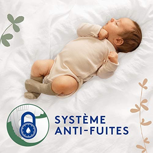 Lotus Baby Douceur Naturelle - Couches Taille 1 (2-5 kg/Nouveau-né) Pack 1 mois - 80 couches