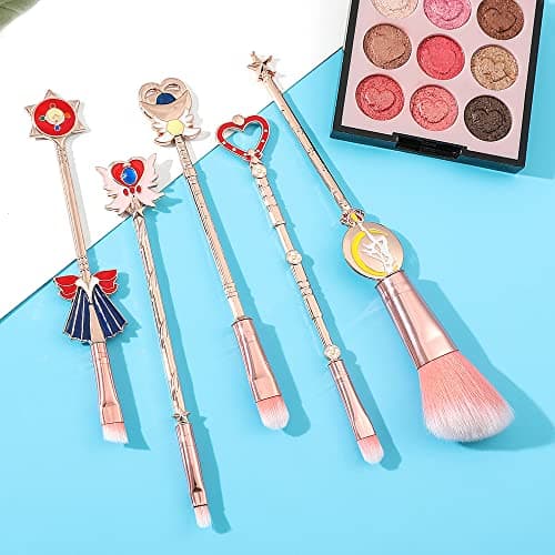 NC ZHUYAO-Pinceaux Maquillage Set 5pcs,Maquillage Pinceau Outil Cosmétique Poudre Ombre à Paupières Pinceau,Maquillage Ensemble pour Les Femmes avec Sac de Rangement