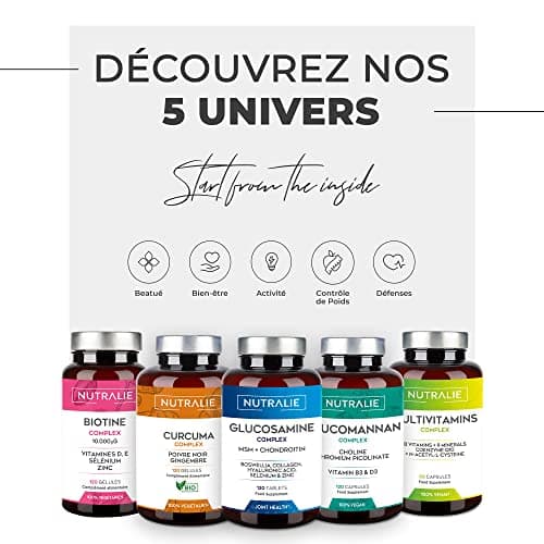 Biotine Pousse Cheveux 10.000μg - Très Rapide - GAGNANT 2022 Zinc + Selenium Vit D E - Ongles Peau - Femme Homme - Complément Alimentaire de Vitamine B8-120 Gélules Nutralie