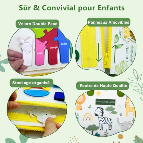 Française Busy Board Jouet Montessori 2 Ans, 8 in 1 Jeux Montessori Éducatif Jouets d'Activité et de Développement, Jeux Avion Voiture Enfant Voyage, Cadeau pour Enfants Garçon Fille 1 2 3 4 5 Ans...