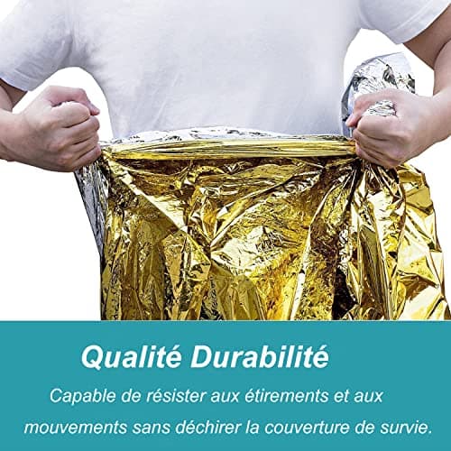 HONYAO® Couverture de Survie 3 Pièces, 210×160cm, Réutilisable Extra Large, Couverture Thermique Or Argenté, Couverture d'urgence pour l'extérieur, Randonnée, Survie, Marathons, Premiers Secours