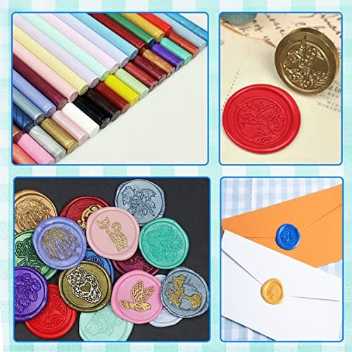 Bâton de sceau de cire, Vosypoky 16 pièces Bâton de sceau de cire pour pistolet à colle pour timbre de sceau de cire, bâtons de cire à cacheter pour invitations de mariage, enveloppes