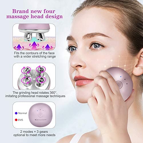 MYCARBON Massage Visage Anti Rides Appareil Visage EMS Microcourant Rouleaux Massage de Beauté Electrique Anti Age Régénération du Collagène