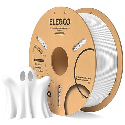ELEGOO Filament PLA 1.75mm Blanc 1KG, Filament pour Imprimante 3D Précision Dimensionnelle +/- 0.02mm Bobine de Carton Filament d'Impression 3D Convient à la plupart des Imprimantes 3D FDM