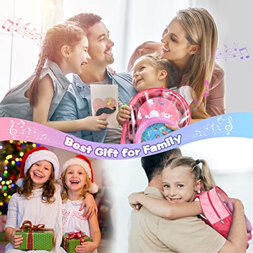 Jojoin 25PCS Instrument de Musique Enfant, Rose Percussion en Bois pour Bébé avec Xylophone, Tambourin, Ocean Wave Bead Drum, Jouet en Bois Musique, Jouets Musicaux avec Sac de Transport, 3+ Ans