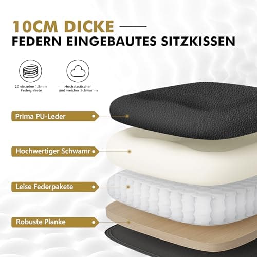 BestEra Chaise de bureau, grande et haute, avec repose-pieds, ergonomique, en cuir, avec dossier réglable et support lombaire (noir)