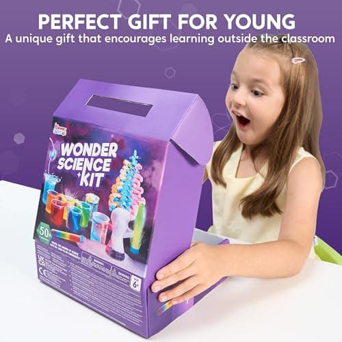 KLEVER Kits 50+ Expériences Scientifique pour Enfants,Jeux pour Enfants Chimie Enfant, Science et Jeu, Cadeau Garcon 10 Ans, Jouet Garcon 7 Ans Arbre de Cristal, Jouets éducatifs Scientifiques