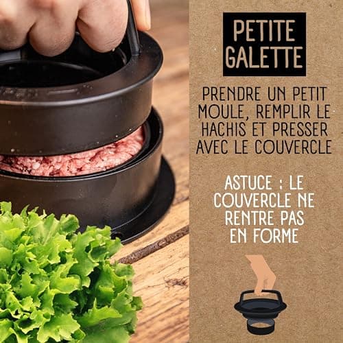 Moule Steak Haché | 4 Formats de Steaks | Presse Steak Haché | Presse Hamburger | Burger Press | Presse Burger | 100 pc Séparateur