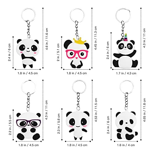 Toyvian Panda Porte-clés Mignons Voiture Porte-clés À Main Décorations Pendentif Party Favors 6 pcs (Style aléatoire) Blanc