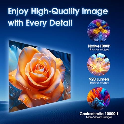 [App intégrée] Vidéoprojecteur 1080P FHD 4K 2025 Rétroprojecteur Portable Mini Projecteur Dual Contrôle avec Souris Android TV WiFi 6 BT5.2 180° Rotation HDMI/TV Stick/USB/PS5, avec HDMI et Souris