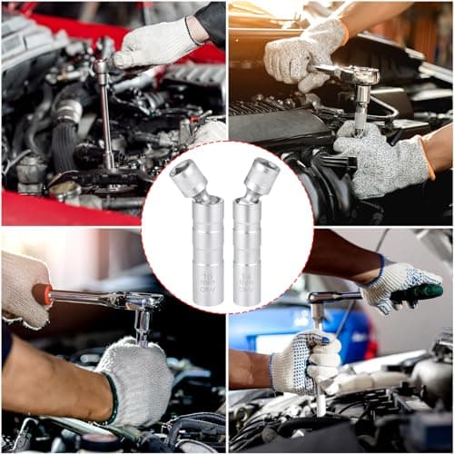 Zocipro Douille Bougie 14mm & 16mm, Joint Universel Magnétique Clé à Bougie Allumage, Cle a Bougie Magnétique Universelle 12 Pans 3/8 Pouces CR-V pour réparation de Voiture