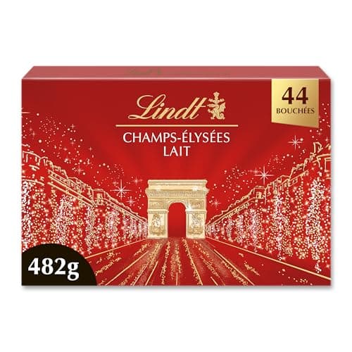Lindt - Boîte CHAMPS-ÉLYSÉES Lait - Assortiment de Chocolats au Lait - Pralinés, Croustillants et Onctueux - Idéal pour Noël, 482g
