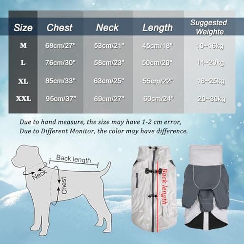 Manteau d'hiver pour Chien Veste Polaire Douce avec Anneau de Harnais et Poche, Imperméable, Coupe, Veste de Sport pour Chien à 2 Pattes pour Les Chiens de Taille Moyenne et Grande, L