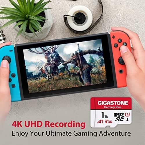 GIGASTONE Carte mémoire Gaming Plus Series de 1 to jusqu'à 150/120 Mo/s pour Nintendo Switch, Steam Deck, Console de Jeu, vidéo 4K A1 V30 U3 MicroSDXC avec Adaptateur SD.