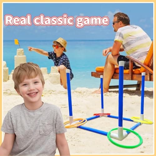 Jeu de Lancer d'anneaux pour Enfants, Jeux de Plein air pour Adultes et Famille, Jeux de pelouse, Jeux de Jardin, Cadeaux pour garçons et Filles, Jouets pour Enfants de 3 4 5 6 7 8 9 10 Ans et Plus