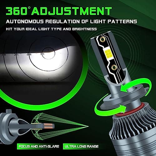 Sidaqi H7 Ampoule LED Voiture 6000K Blanc 60W 16000LM Tout-en-Un H7 Kit de Conversion de Phare de Voiture de Remplacement pour phares de Jour Feux antibrouillard 12V (Lot de 2)