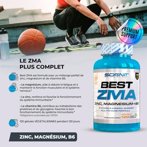 ZMA - ZMA Magnésium Zinc et Vitamine b6 - Best ZMA - 120 capsules végétaliennes - Zinc bisglycinate et magnesium - zinc magnesium - zinc complement alimentaire - zinc gelules