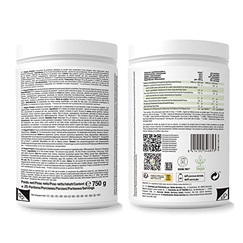Weider Vegan Protein (750g) Goût Brownie-Choco. Protéines 100% Vegetal 21g/dose, Pois (Isolat Pisane) & Riz. Avec Vitamine B12 & Stevia. Sans Gluten, Sans Sucre. Emballage 50% Recyclé, 100% Recyclable