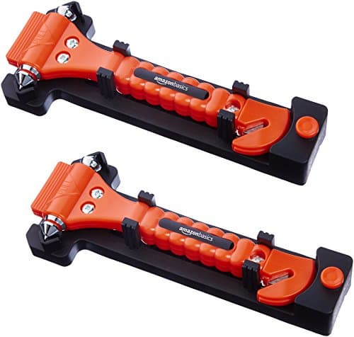 Amazon Basics Lot de 2 coupe-ceintures et marteaux brise vitre d'urgence