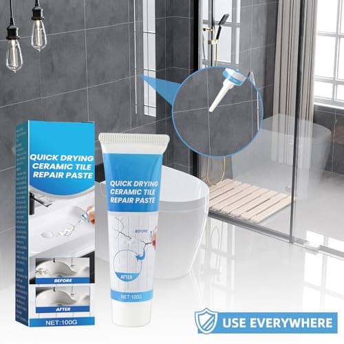 Kit de RéParation Carrelage Blanc, Kit de Réparation D'émail 100g, Kit de Réparation D'Évier en Céramique pour Les Rayures Trous Fissures, Kit de Réparation de Receveur de Douche