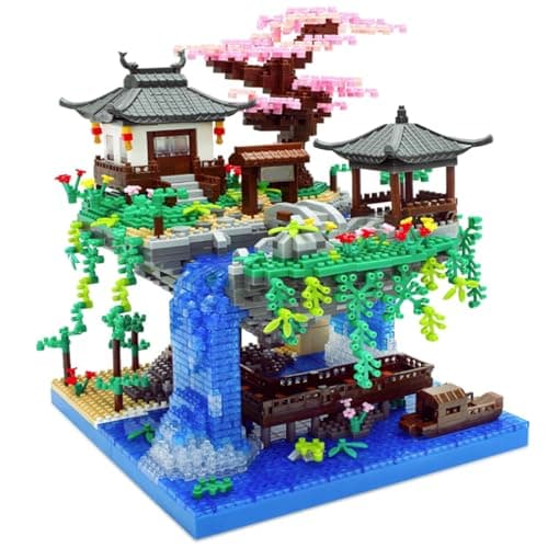 Les blocs de construction ensemble Peach Blossom Micro Building Blocs Ensemble de blocs d'éclairage pour adultes 3 mode Chinese Architecture traditionnelle Bloc de construction Adult Blocs Birthd