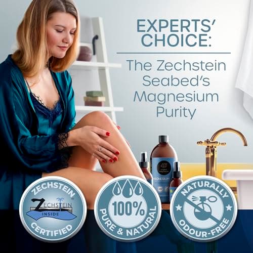 Huile de magnésium ultra pure - 1000 ml - Huile de calcéleste pure 100% naturelle de magnésium organique - Parfait pour le sport et la détente musculaire - Concentré d'huile liquide