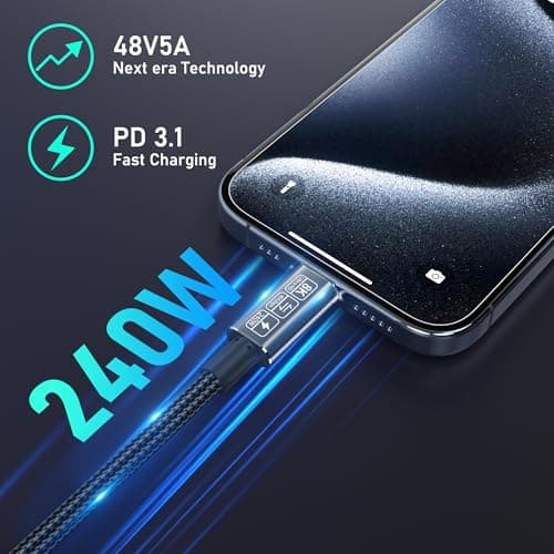 HOTUTUKI 90Degree Câble USB4, avec câble Thunderbolt 4, câble de charge 240W, câble de données 40 Gbps, 8K @ 60Hz HDR, câble USB C vers USB C, pour Hub, Dock,PC, eGUP (90Degree Câble USB4-1M)
