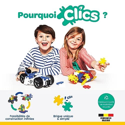 Clics Jouets de Construction pour Les Enfants à partir de 3 Ans, Jouets éducatifs créatifs dans Un Ensemble de 275 pièces, Blocs de Construction pour Filles et garçons, Jouets Montessori STEM,