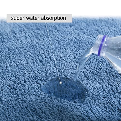 Rururug Tapis Salle de Bain, Tapis de Bain Bleu 50x120cm, Microfibre Tapis Absorbant Antidérapants Lavable en Machine