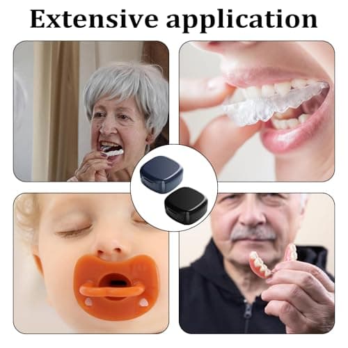 2 Pcs Boite Pour Appareil Dentaire,Boite a Dentier Adulte,Boîte De Rangement Pour Prothèses Dentaires Avec Tamis,Portable Boite Appareil Dentaire,Pour Stocker Des Prothèses Dentaires (Noir,Bleu Roi)