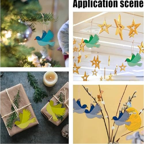 GORGECRAFT 20 Petit Oiseau en Bois Inachevé Décorations Découpées en Bois Colombe de la Paix Décoration D'Oiseau Suspendue Tranches Vierges avec Trou Corde de Chanvre pour Mariage Anniversaire Noël