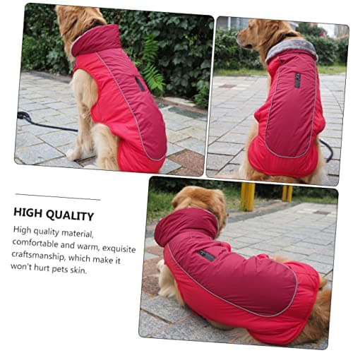 TOGEVAL vêtements de Chien col de Winter Hiver Habit de Neige pour Chien Manteau imperméable pour Chien vêtements en Coton pour Chiots vêtements Chauds pour Chiots Polyester Rouge