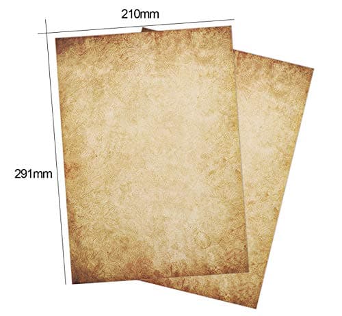 60 Feuilles papier à lettres vintage, Papier à motif vieux papier DIN A4 100 g/m2 imprimé Recto-Verso