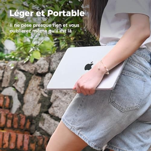 EooCoo Coque Compatible avec MacBook Air 13.6 Pouces M2 M3 A2681 A3113, 2022 2024 Release avec Touch ID, Protection Coque Rigide en Plastique pour MacBook Air 13,6" M3 M2 - Transparent Cristal Clair
