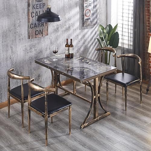 Ensemble table de salle à manger et 4 chaises de style rétro – Parfait pour salon, café, décoration de salle à manger