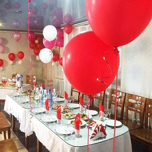 XXL Latex Ballons Rouge,36 Pouces Grand Ballon 90cm,10 Pièces Rouge Grand Ballons Ronds,Gonflable Géants Ballons pour Anniversaire,Mariage,Halloween,Noël, Evénements Fête Décorations